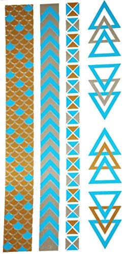 Flash Metallic Temporary Tattoos for Women, Men, Kids - 5 Sheets Pack, OVER 50 Tattoo Designs - LIFETIME Guarantee (Crystal Collection)