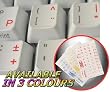 DUTCH KEYBOARD STICKERS WITH RED LETTERING ON TRANSPARENT BACKGROUND