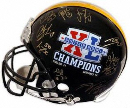 Buy Pittsburgh Steelers Super Bowl XL Champions Team Signed Authentic Pro Helmet with 26 Signatures by Mounted Memories