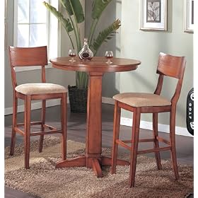 3 PCs Bar Table Set in Beautiful Oak Finish by Bar Stools