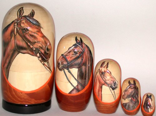 Childrens Toyshop  Toys : Russian Nesting nested Stacking Doll Horses 5 Pcs / 7 in Tall Item #h.7 10 16