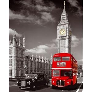 Poster de Londres avec Big Ben Bus et Taxi