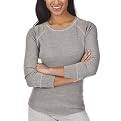 Cuddl Duds Womens Cotton Henley Thermal Shirt - Grey