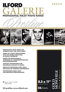 Ilford 2002419 8.5 X 11 Inches GALERIE Prestige Gold Mono Silk, 25 Sheet Pack (Black)