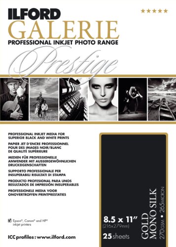 Ilford 2002419 8.5 X 11 Inches GALERIE Prestige Gold Mono Silk, 25 Sheet Pack (Black)
