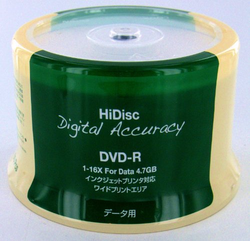 HIDISC Digital Accuracy データ用 16倍速対応 DVD-R ワイドエリアプリンタブル スピンドルケース 50枚パック HD DVR47DA16X50P