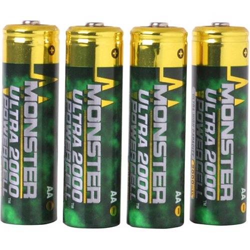 Monster Cable Ultra-High Capacity 2100mAh AA Rechargeable Powercells (4 pack)