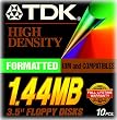 TDK 3.5In 1.44MB Pre-Fmt IBM Black Diskettes 10-Pack