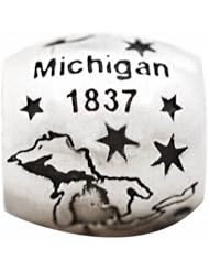 De Buman Sterling Silver Us 50 State Michigan Bead,hole 5mm