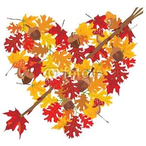 Wallmonkeys Peel and Stick Wall Decals - Autumn Leaves Heart with Twig Arrow - Removable Graphic