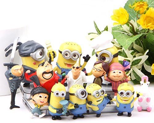 14 X Despicable Me The Minions PVC Miniature Toy Figures 4-8cm/1.6-3.1inch Tall Yellow, Free