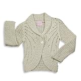 Fast Forward NYC - Girls Long Sleeve Crochet Sweater, Oatmeal