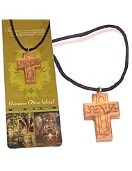 Jesus Name olive wood extra-Smoothed necklace ( 1.2 inches or 3 cm) - Necklace length is adjustable. With Certificate.