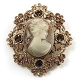 Heiress Filigree 'Cameo' Brooch (Antique Gold)