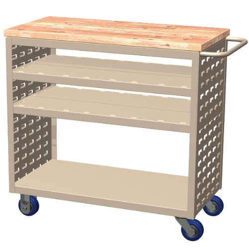 Akro-Mils MA3618P 37-Inch L by 18-Inch W by 36-Inch H-Putty Powder Coated Steel Louvered Cart with Hardwood Work Surface
