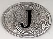 MONOGRAM LETTER "J" ENAMEL  BELT BUCKLE