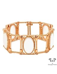 P&P SILVER Sterling Silver Simulated Gems Ladies Bracelet. Length 7.5 in. Total Item weight 52.0 g.