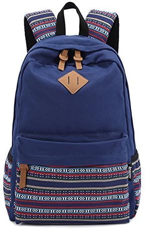 Stripe Canvas School Backpack College Campus Bag Rucksack Satchel Travel Sports Outdoor Travel Gym Bag Schoolbag for Teens Girls Boys Students (Pink)