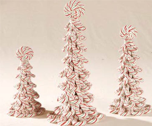 Peppermint Candy Design Christmas Tree Figures, Set of 3