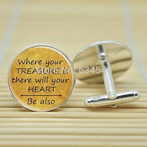Pretty Lee Harry Potter Where Your Treasure Is There Will Your Heart Be Also In Silver Cufflinks Glass Cabochon Cufflinks C3166