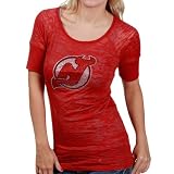 NHL Touch by Alyssa Milano New Jersey Devils Ladies Red Burnout T-shirt with Crystals (Large)