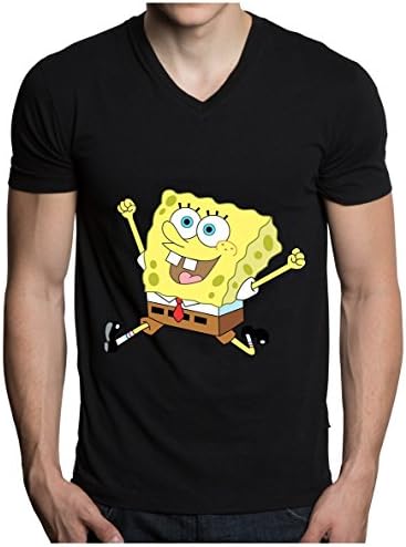 Spongebob Squarepants Surprised Patrick Star Spongebob Men's T-shirt (Small, Black)