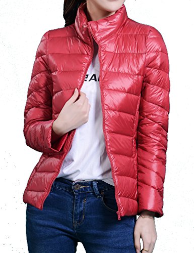 （ホンタ)HONTA　レデイース秋冬軽いと薄いダウンジャケット、スタントカラー 無地　長袖　高品質フェザーのやわらか素材パーカー、暖かいロングコート、プラスサイズ