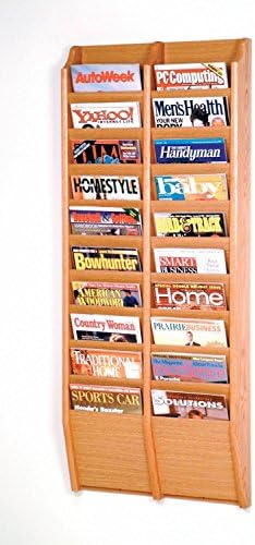 Wooden Mallet Cascade 20 Pocket Magazine Rack Light Oak 20.5"X48"X3.75 Mr48-20Lo