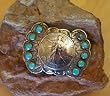 Silver Coin and Turquoise Belt Buckle