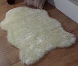 Cream Faux Fur Sheepskin Modern Style Rug Non Slip Skin Shape Machine Washable 70cm X 100cm