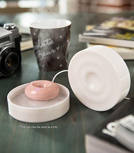 Ansmart Portable USB Powered Donuts Style -Ultrasonic Purifying Humidifier Aromatherapy Diffuser, Air Mist Maker for Office/Home/Car/Travel/Planes/ Trains/Nightstand/Hotel/Bedroom/Living Room/Beauty Salon/SPA/Yoga/Conference Room/ Reception Center/Baby Room/Magic Stick Style, Quiet operation, Creative Valentine Gift - Pink