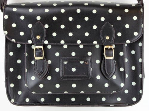 LYDC New 16″ Black Polka Dots Spots Work Briefcase School Satchels Women Hand Shoulder Bag