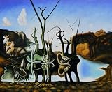 Art Reproduction Oil Painting - Dali Paintings: Swans Reflecting Elephants - Classic 20 X 24 - Hand Painted Canvas Art