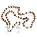 Religious Tan Orange Crystal Faceted Rondelle Beads 8mm x 6mm Rosary With Mother Mary and Jesus Cross - 28 inch Necklace - 6 inch Drop Length