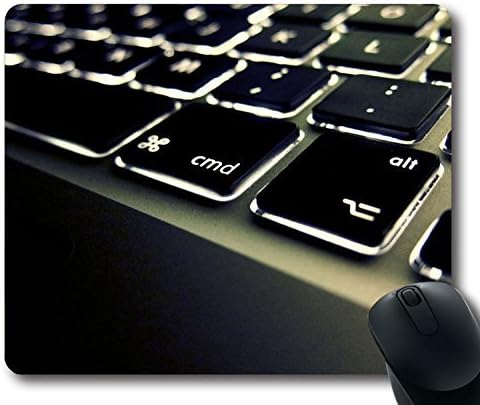 Custom Gaming Mouse Pad with Keyboard Apple Black White Backlit Non-Slip Neoprene Rubber Standard Size 9 Inch(220mm) X 7 Inch(180mm) X 1/8(3mm) Desktop Mousepad Laptop Mousepads Comfortable Computer Mouse Mat