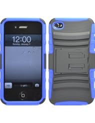 Wireless: BLACK / BLUE ARMOR DEFENDER CASE WITH STAND + HOLSTER BELT CLIP FOR IPHONE 4 4S - Cimbea