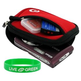Neoprene Sleeve (Spicy Red) Case for JVC PICSIO GC-FM1VUS HD Camcorder Brilliant Blue