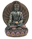 MEDICINE BUDDHA Healer Statue Tibetan Buddhism Antique Bronze Finish with Hand-painted Color Accents