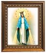 Our Lady of Grace Queen in Wood Frame with Golden Trim, 11.25" x 13.25" - MADE IN ITALY