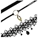 ZYG Women's Classic Black Velvet Punk Gothic Tattoo Lace Flower Choker Necklace