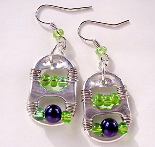 Pop Tab Earrings Lime Green and Navy Blue