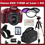 Canon EOS 1100D (Rebel T3) Digital SLR Camera - Red with SSE Essential Kit