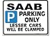 Saab Car Parking Sign Gift For 9000 900 9 3 9 5 Turbo S Se Models Size Large 205 X 270mm