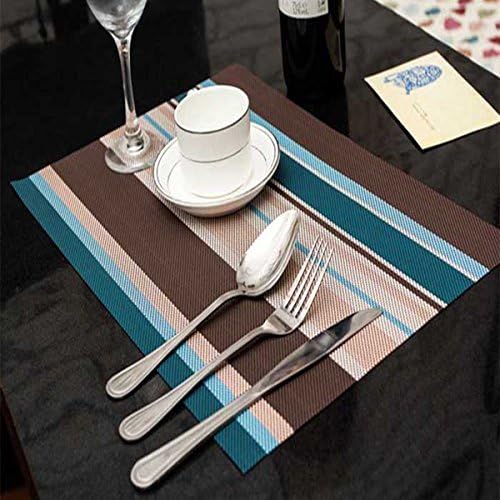 Acehg Rectangle PVC Dining Room Placemats for Table Heat Insulation Stain-resistant Woven Vinyl Kitchen Placemat Simple Style Eat Mat Vinyl Placemats,set of 4