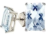 3.00 cts Genuine 8x6 Emerald Cut Aquamarine Earrings - 14kt White or Yellow Gold