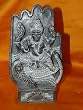 Lakshmi & Owl in the Palm Hand Indian Black Stone Sculpture 8 Inch