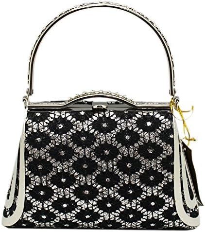 Black Flower Sequin & Lace Cocktail Purse