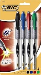 BIC Z4+ Needle Point Roller Pen, Extra Fine Point 0.5 mm, Assorted, 24 Pens