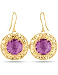 Spider Web Inspired Amethyst Earrings In 14K Gold