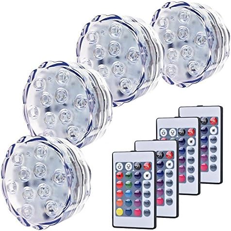 Submersible LED Lights, ForGeer RGB MultiColor Waterproof LED Accent Night Lights with IR Remote Control, Battery Powered for Aquarium, Fountain, Pond, Halloween